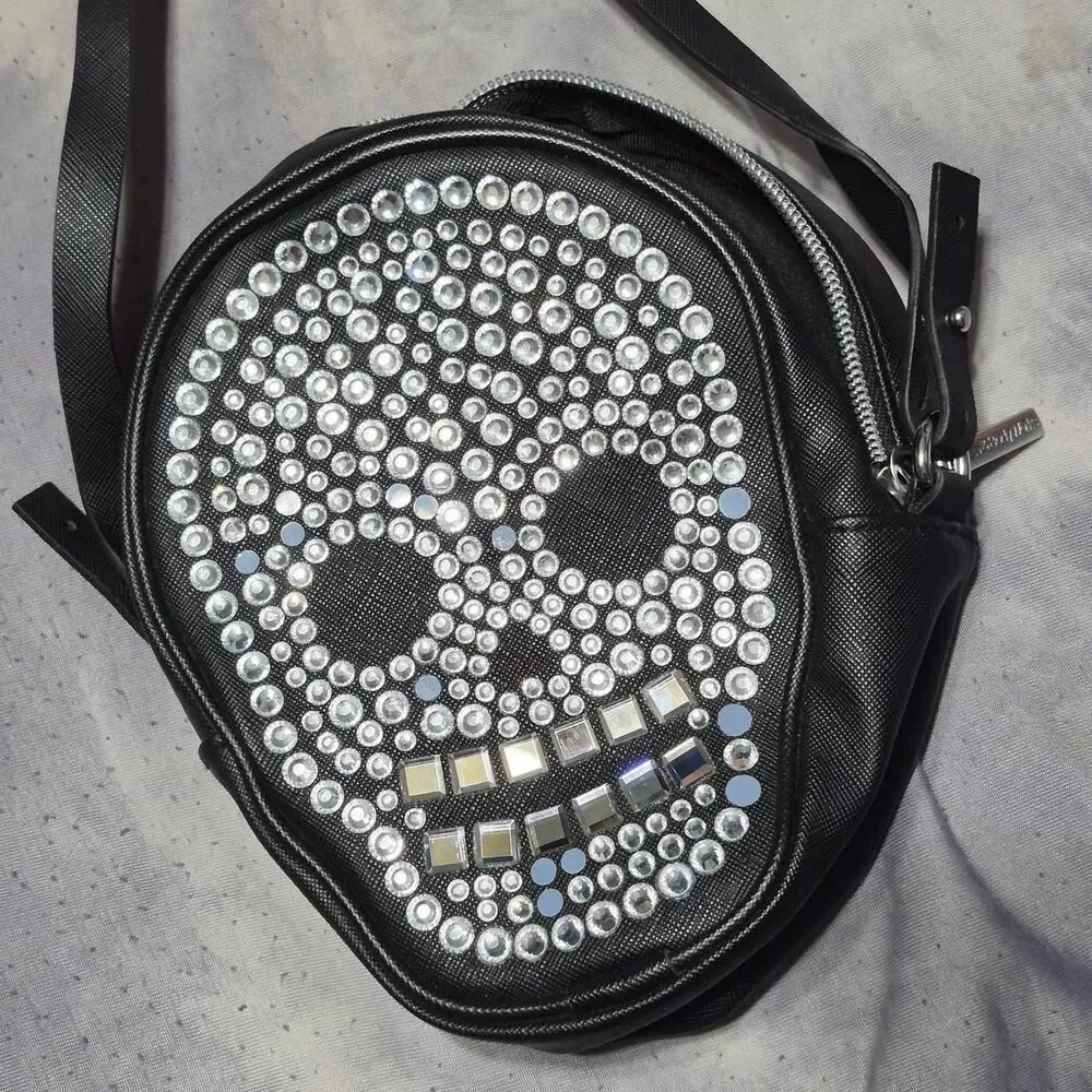 Bath-body-works Women's Black and Silver skull Bag